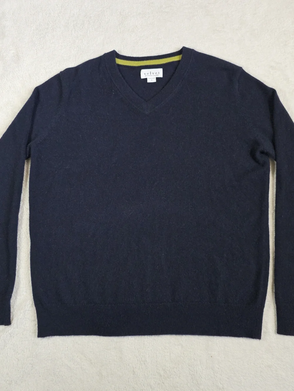 Velvet by Graham & Spencer Navy V-Neck Men's Sweater Cashmere.